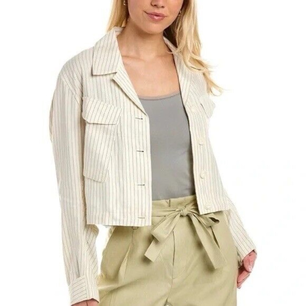 Rag & Bone Jessie Cropped Shirt Jacket in Natural Stripe